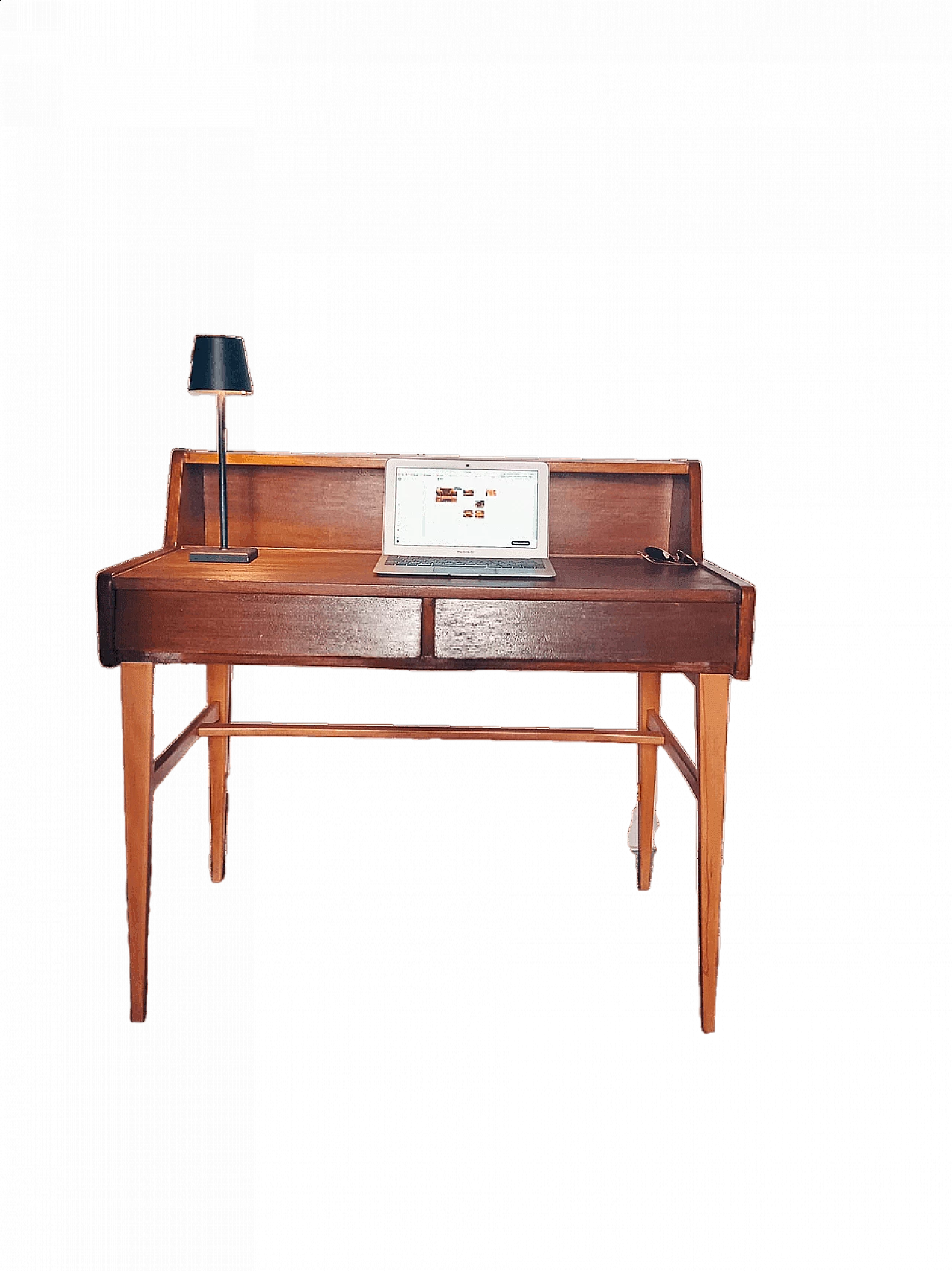 Wood writing desk with drawers, 1960s 6