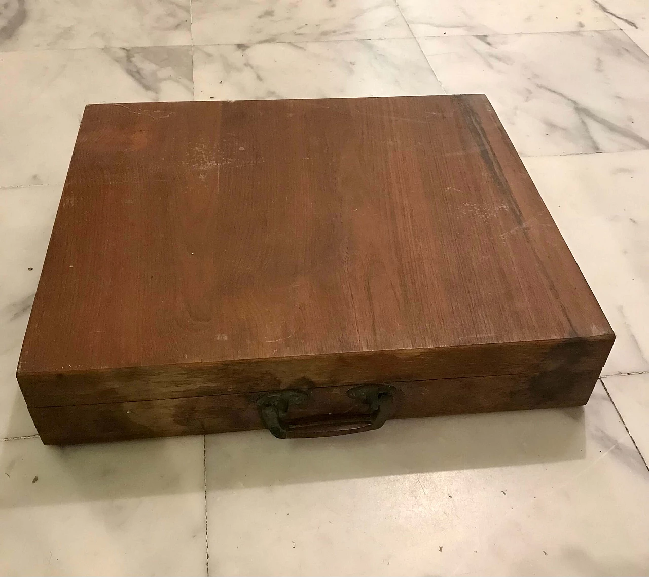 Brass-plated steel and teak cutlery set in wooden case, 1950s 6