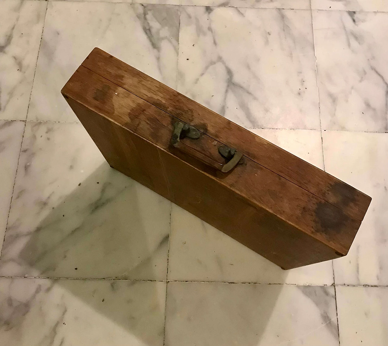 Brass-plated steel and teak cutlery set in wooden case, 1950s 7