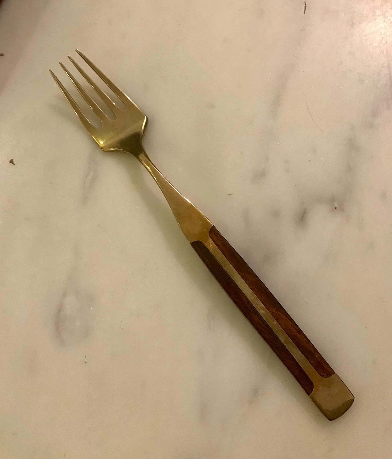 Brass-plated steel and teak cutlery set in wooden case, 1950s 8