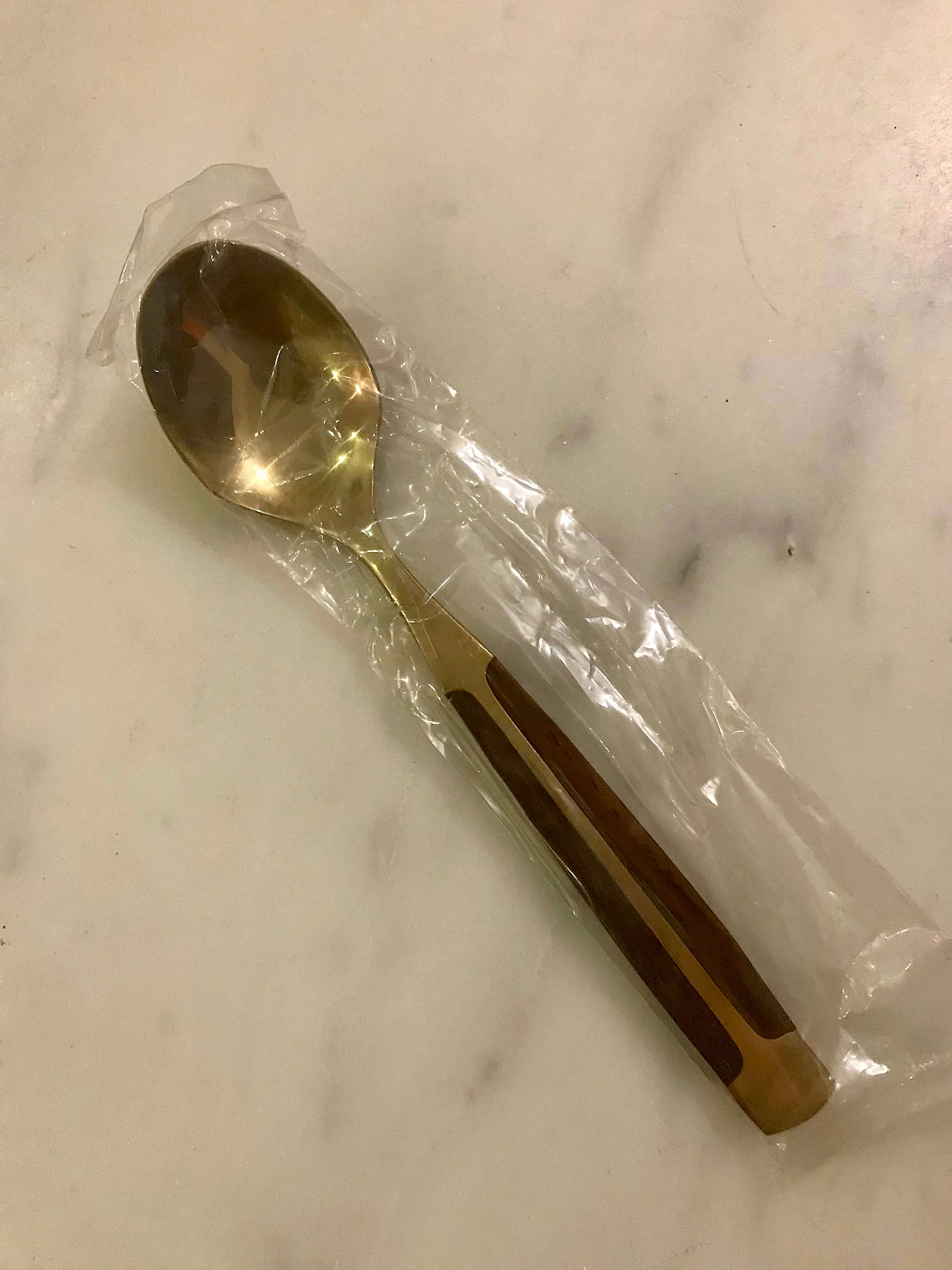 Brass-plated steel and teak cutlery set in wooden case, 1950s 9