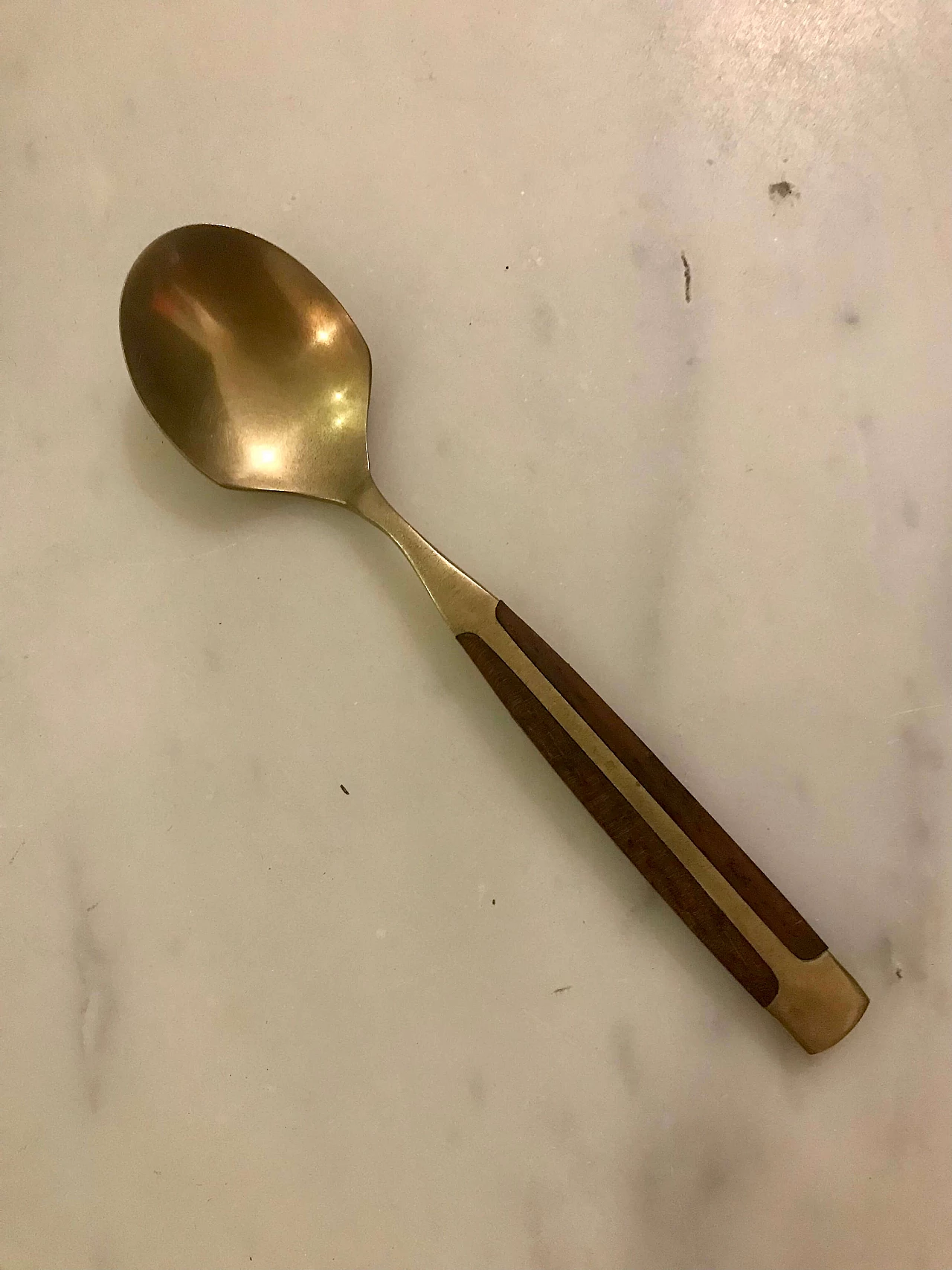 Brass-plated steel and teak cutlery set in wooden case, 1950s 12