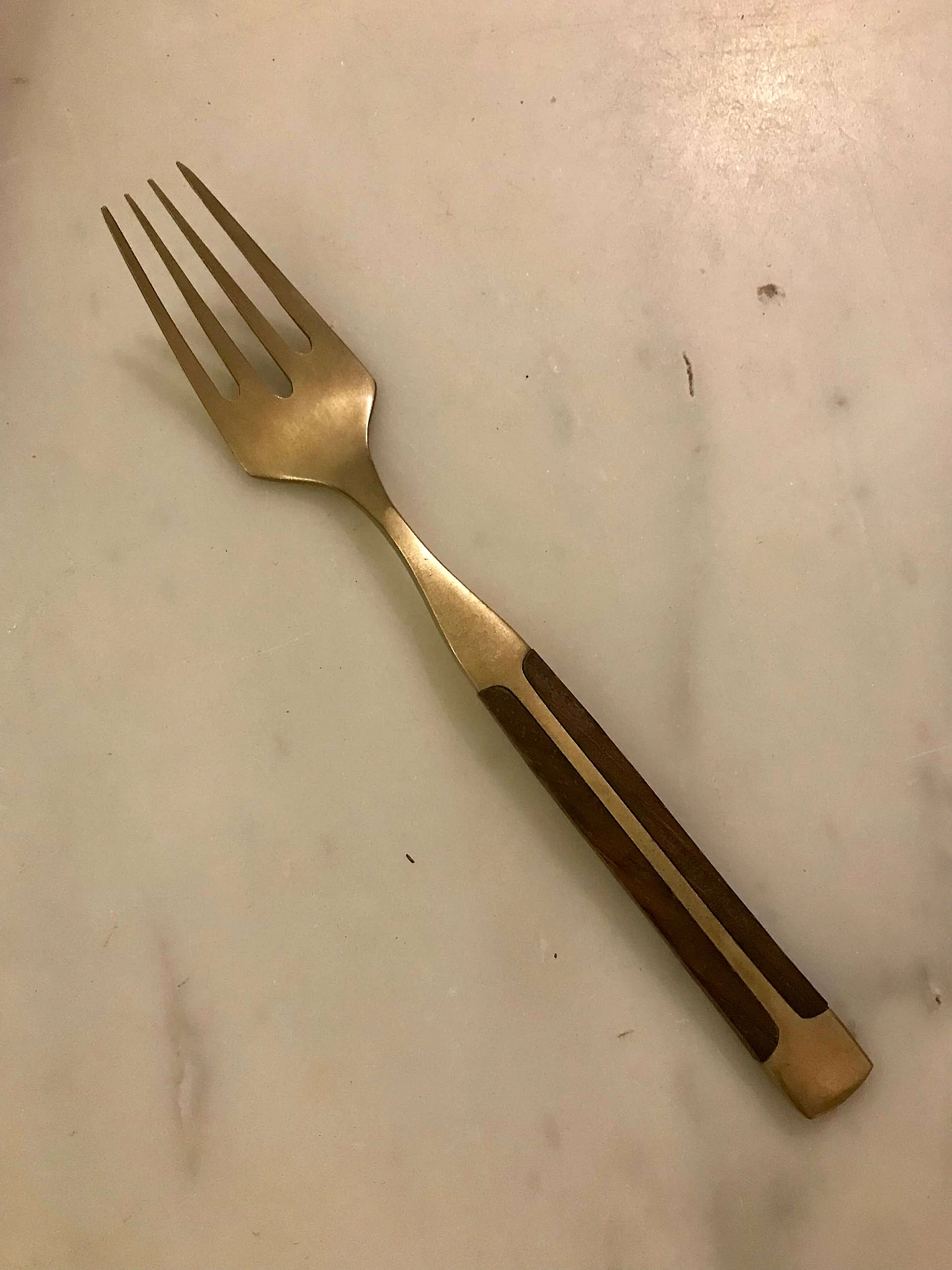 Brass-plated steel and teak cutlery set in wooden case, 1950s 13