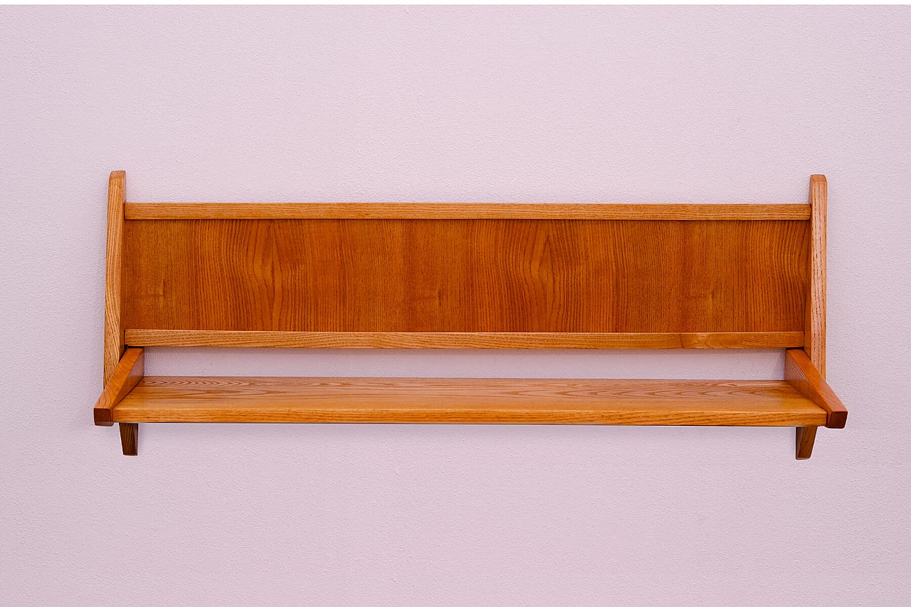 Wall beech wood shelf by Uluv, 1960s 2