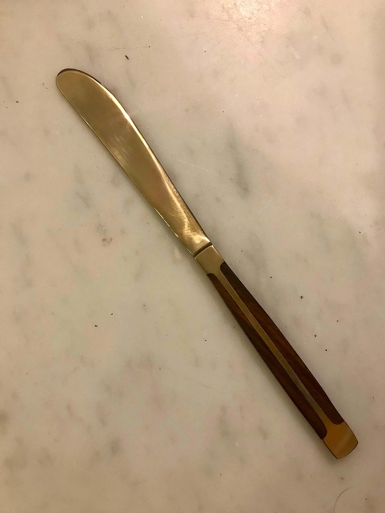 Brass-plated steel and teak cutlery set in wooden case, 1950s 16