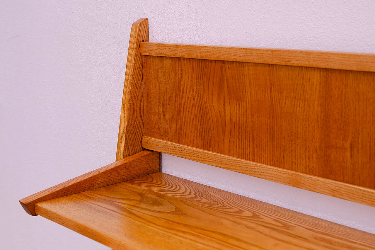 Wall beech wood shelf by Uluv, 1960s 5