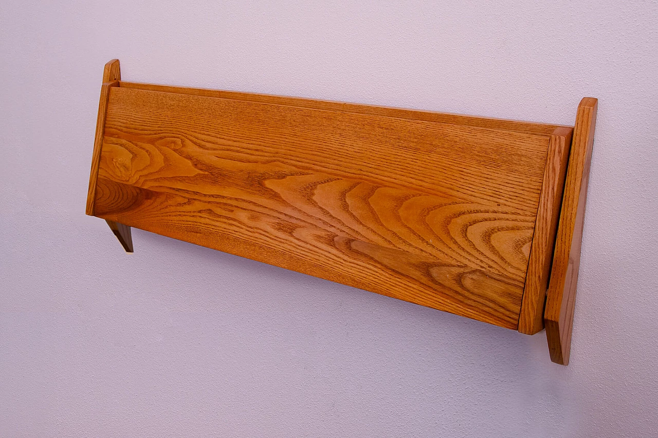 Wall beech wood shelf by Uluv, 1960s 9