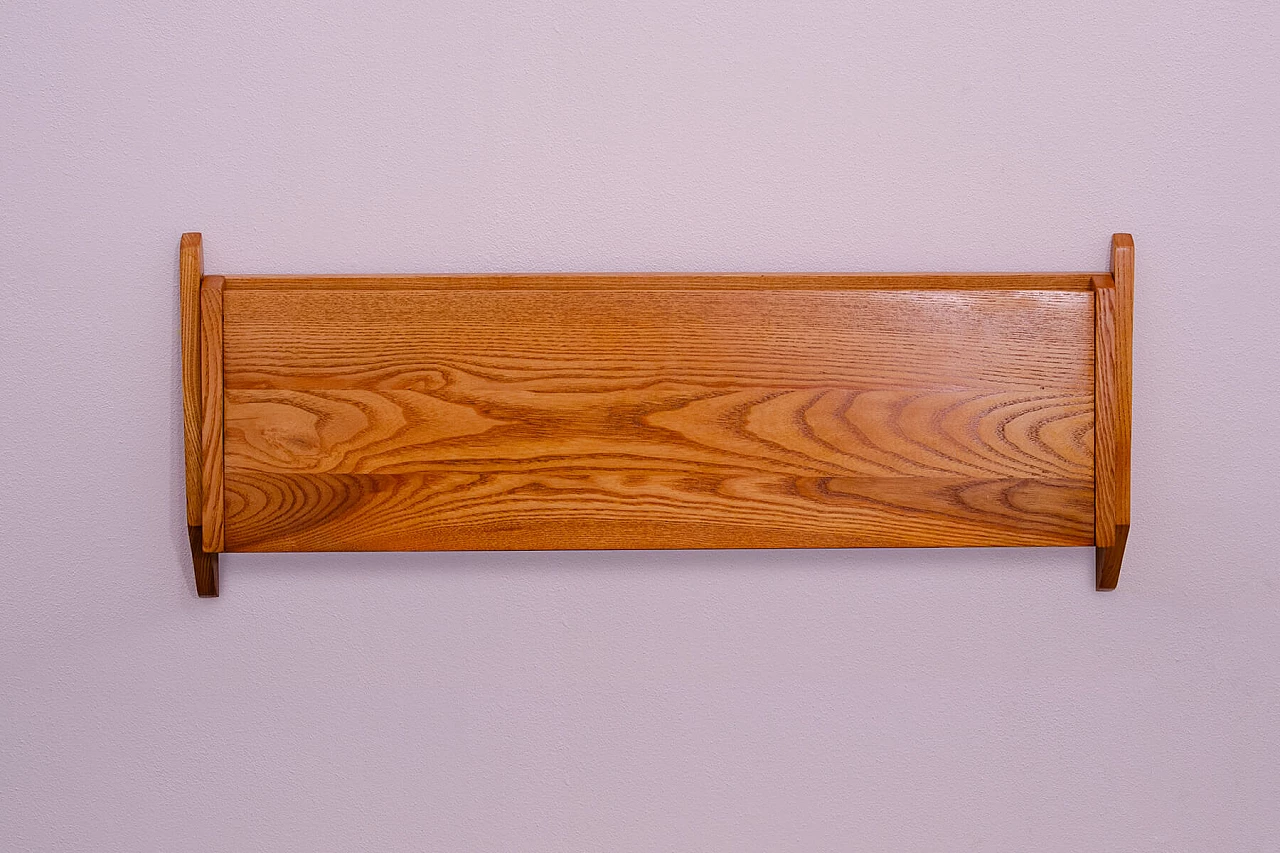 Wall beech wood shelf by Uluv, 1960s 10