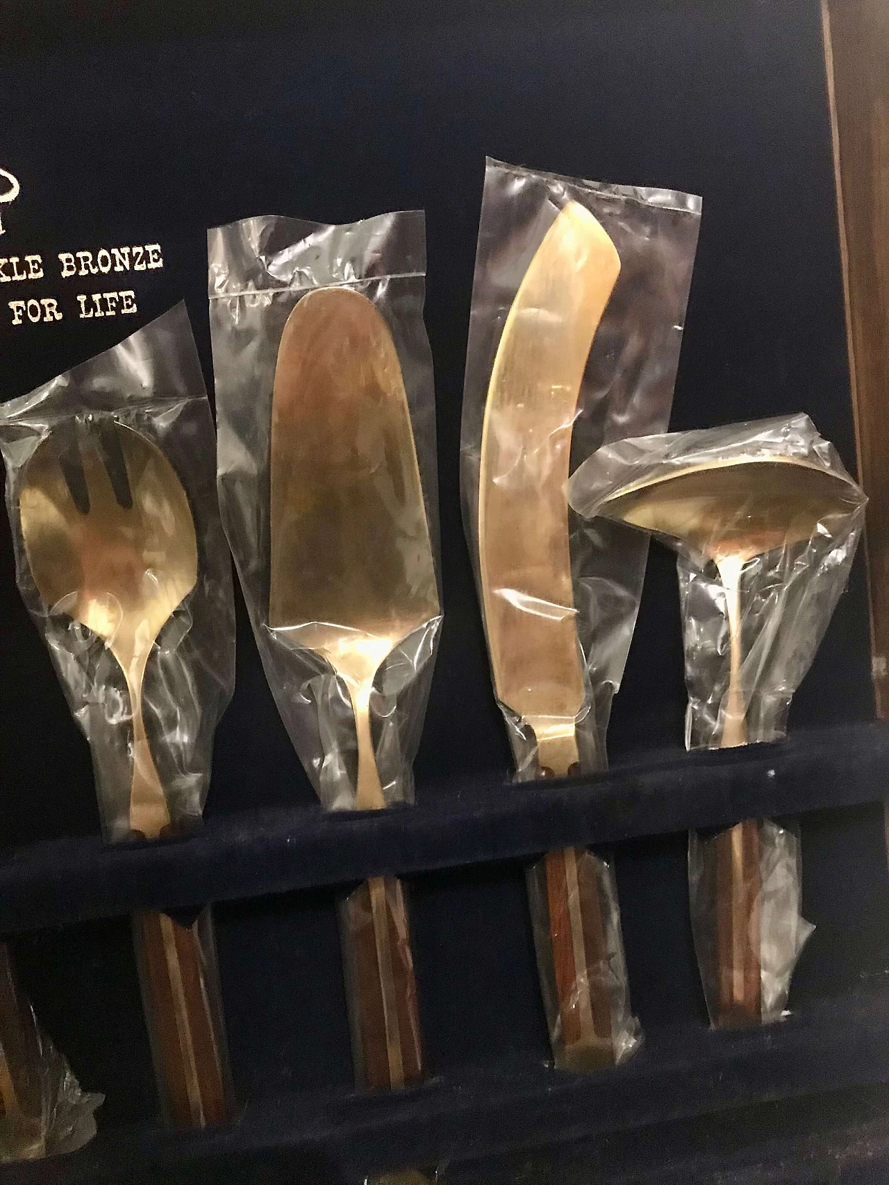 Brass-plated steel and teak cutlery set in wooden case, 1950s 22
