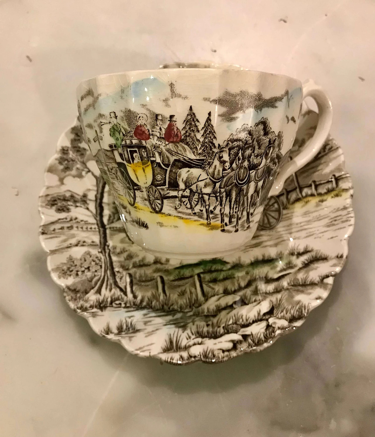 6 Tazze da tè con piattini di Myott Royal Mail, anni '50 3