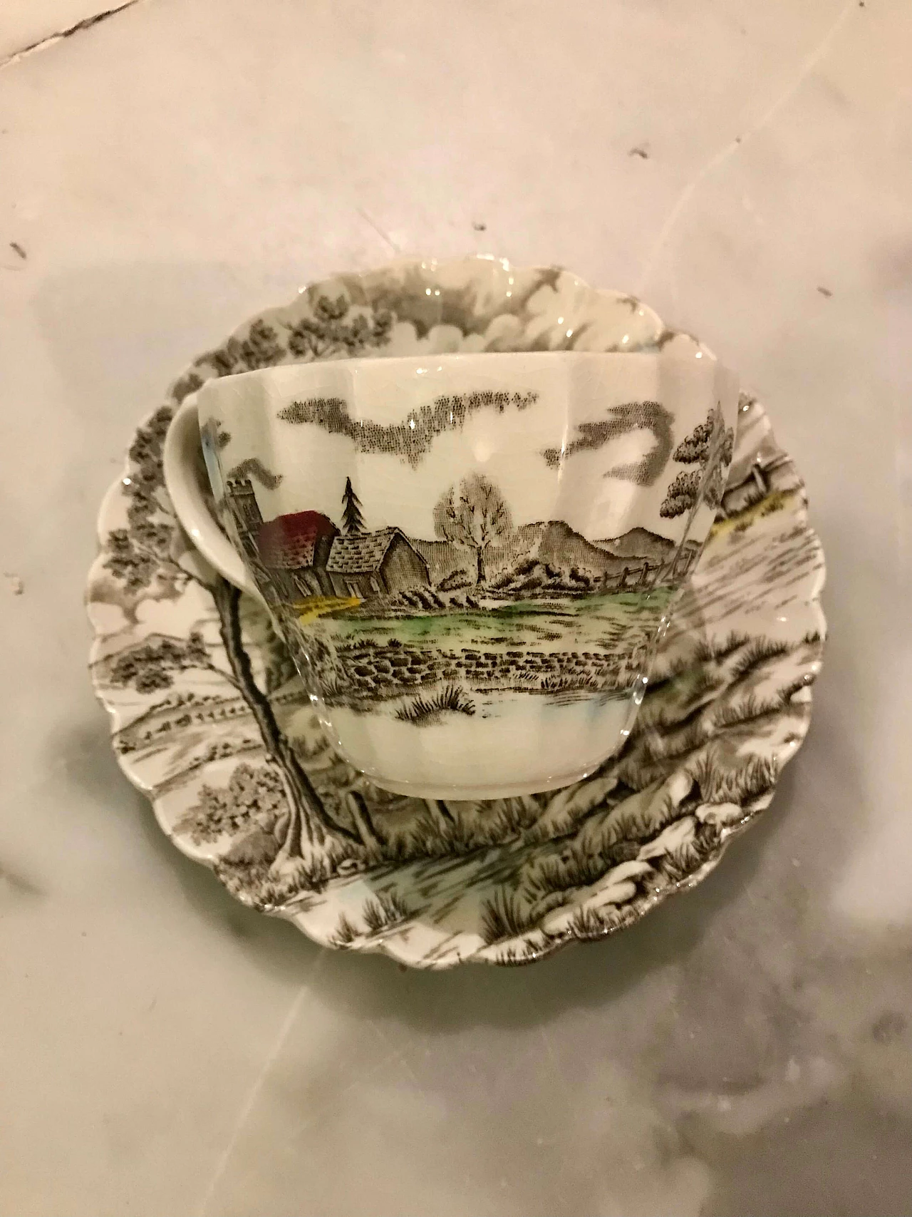 6 Tazze da tè con piattini di Myott Royal Mail, anni '50 4