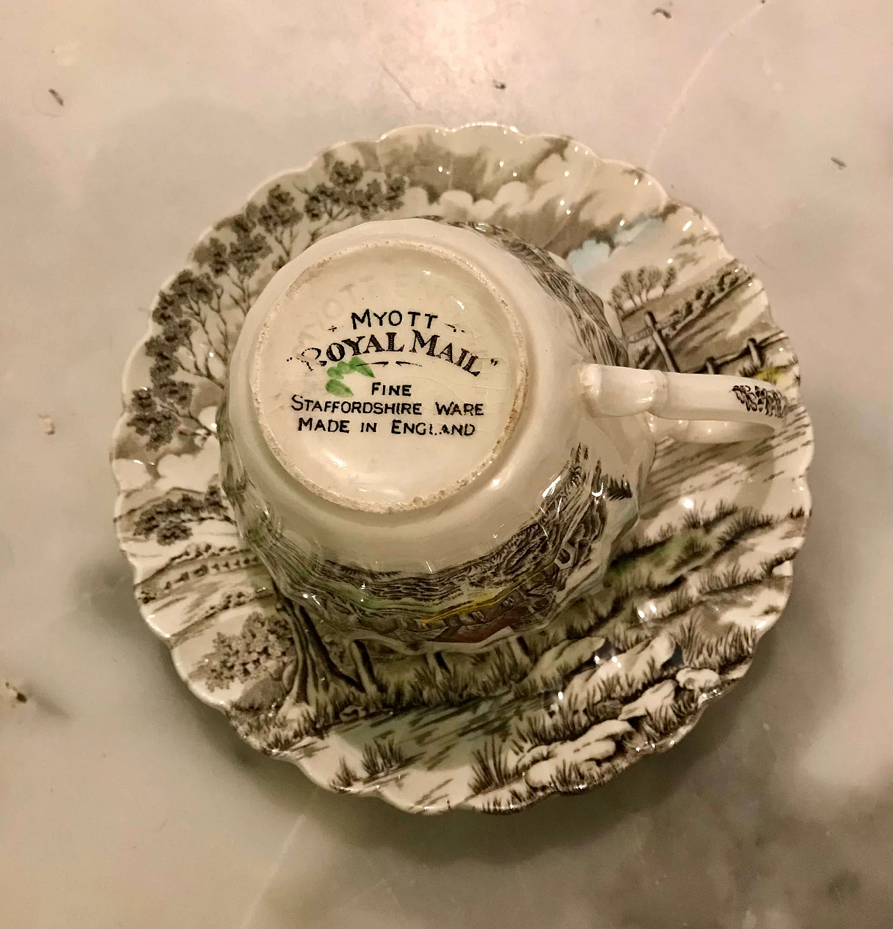 6 Tazze da tè con piattini di Myott Royal Mail, anni '50 5