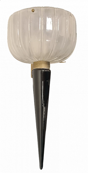 Art Deco torch-shaped wall sconce attributed to Barovier and Toso, 1930s