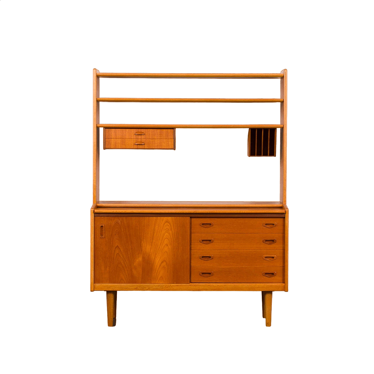 Libreria danese in teak con scrittoio estraibile, anni '60 29