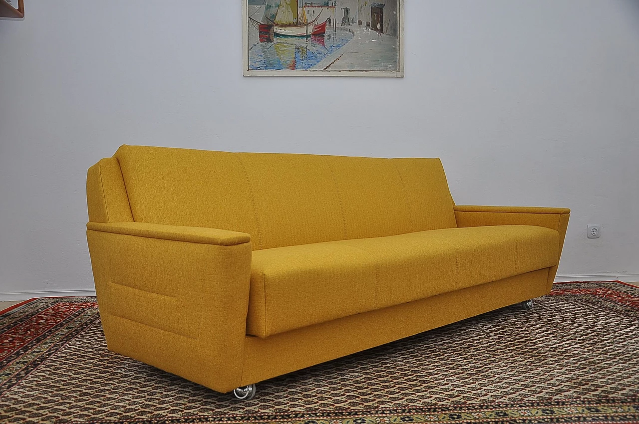 Sofa bed in mustard yellow fabric, 1970s 2