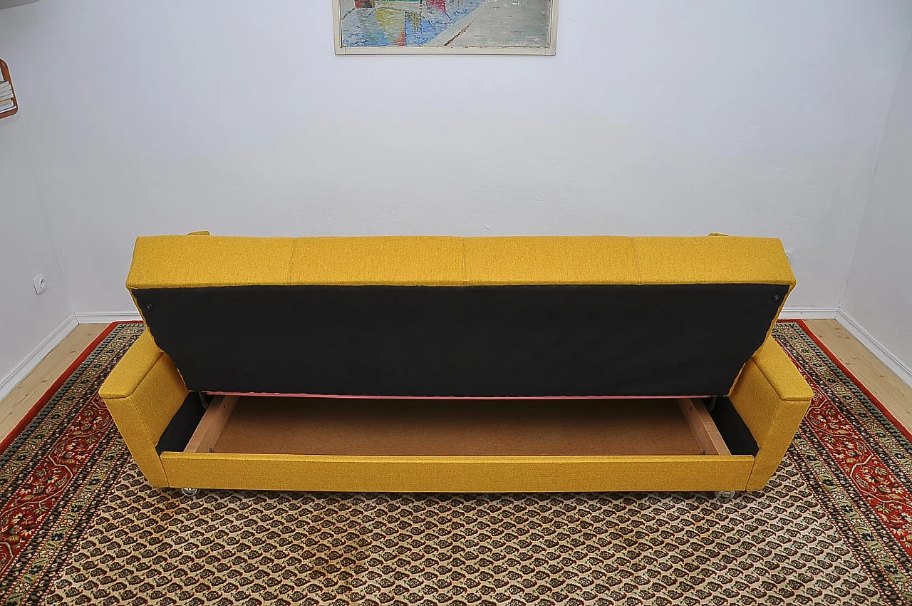 Sofa bed in mustard yellow fabric, 1970s 7