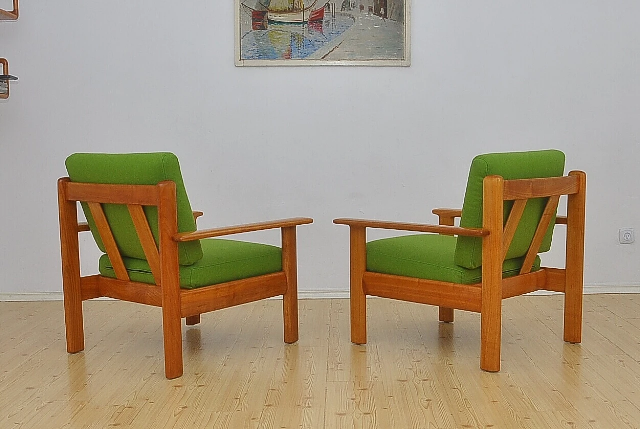 Pair of solid cherry wood armchairs by Knoll Antimott, 1960s 6