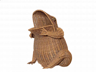 Frog-shaped wicker basket attributed to Olivier Cajan, 1970s