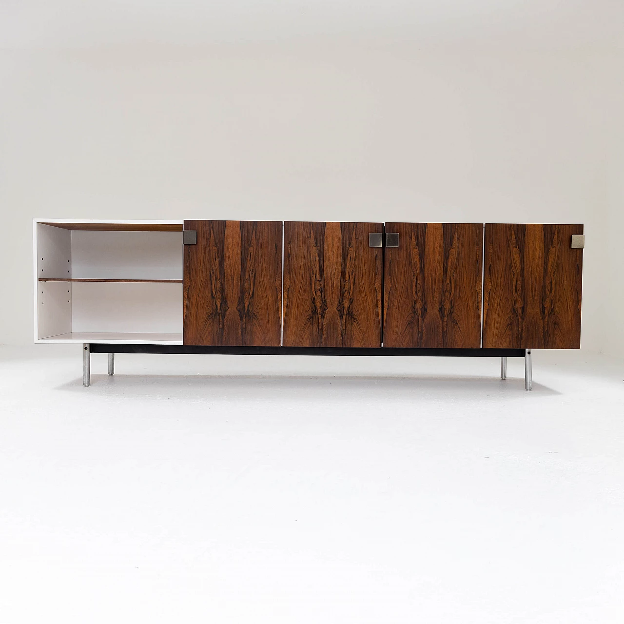 Credenza in palissandro e formica bianca, anni '70 1