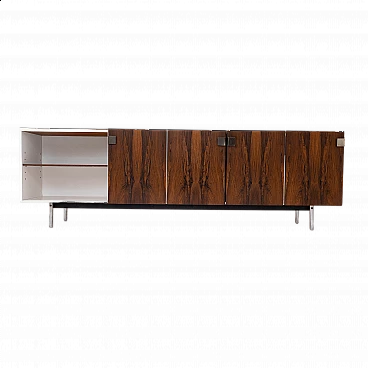 Credenza in palissandro e formica bianca, anni '70