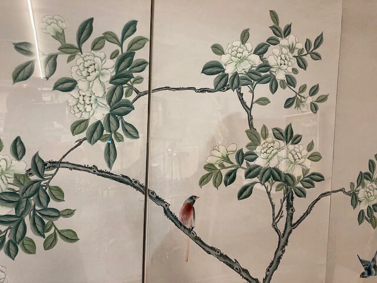 Coppia di pannelli cinesi dipinti ad acquarelli, '800 2