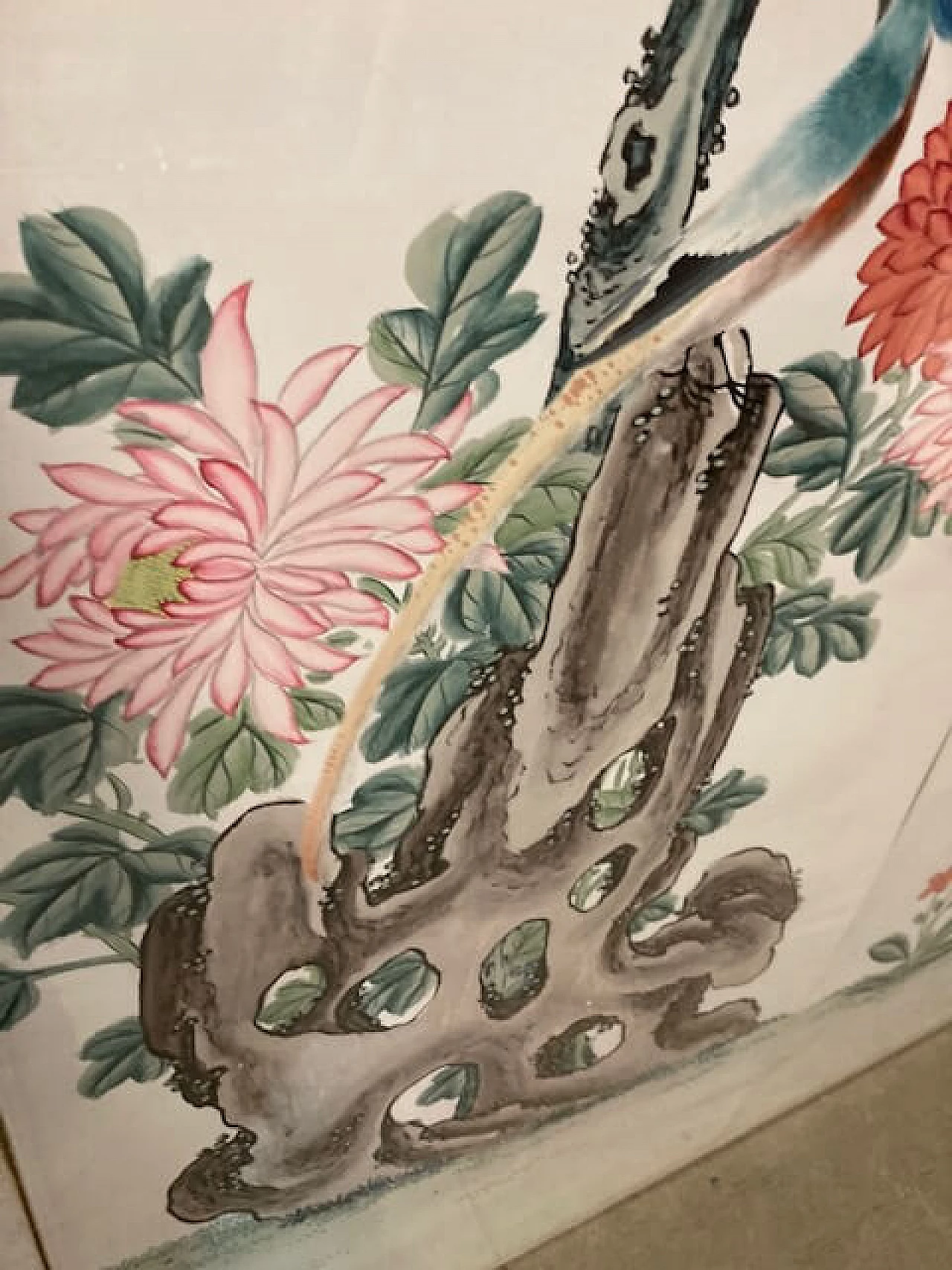 Coppia di pannelli cinesi dipinti ad acquarelli, '800 4