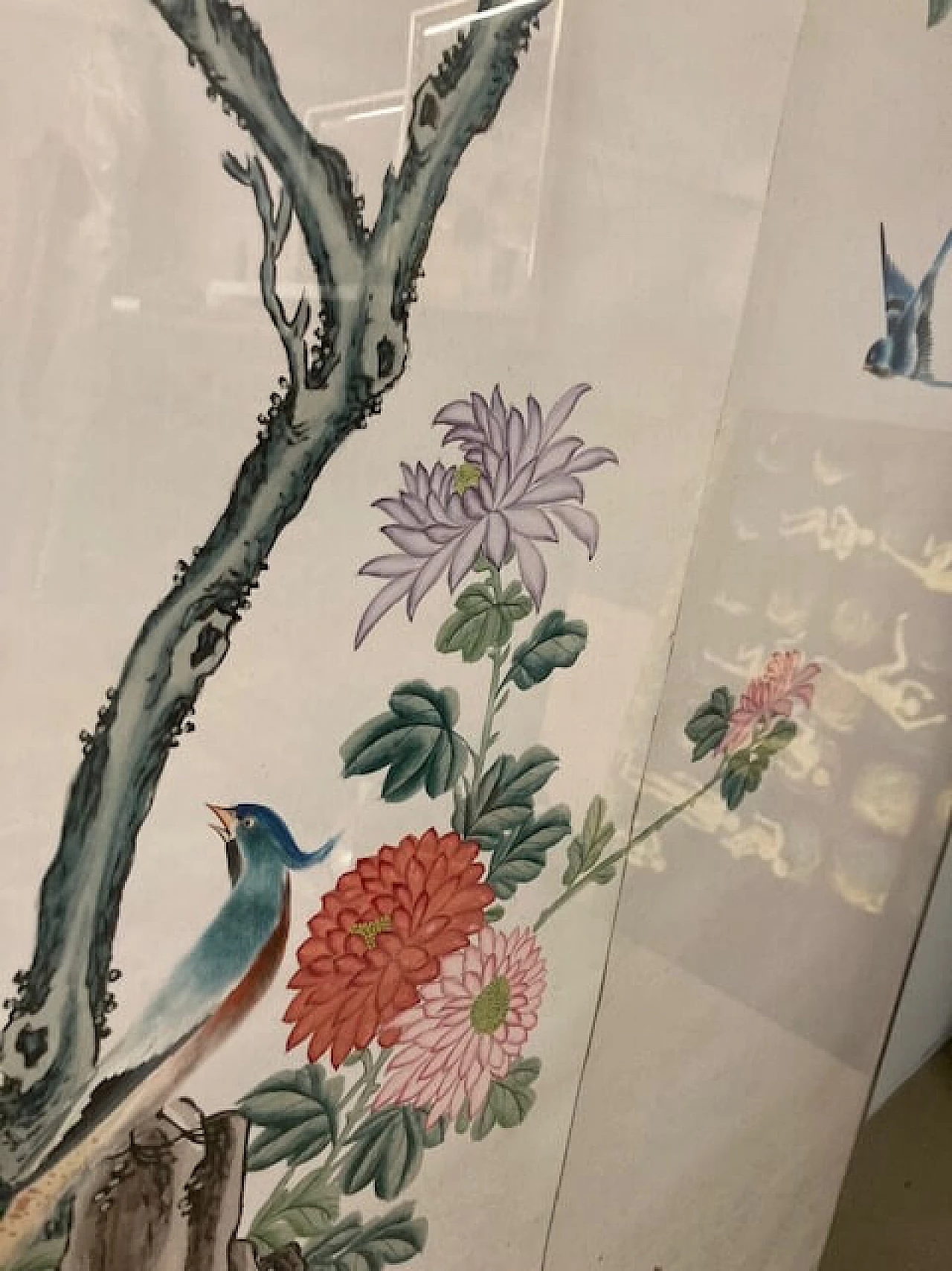 Coppia di pannelli cinesi dipinti ad acquarelli, '800 5