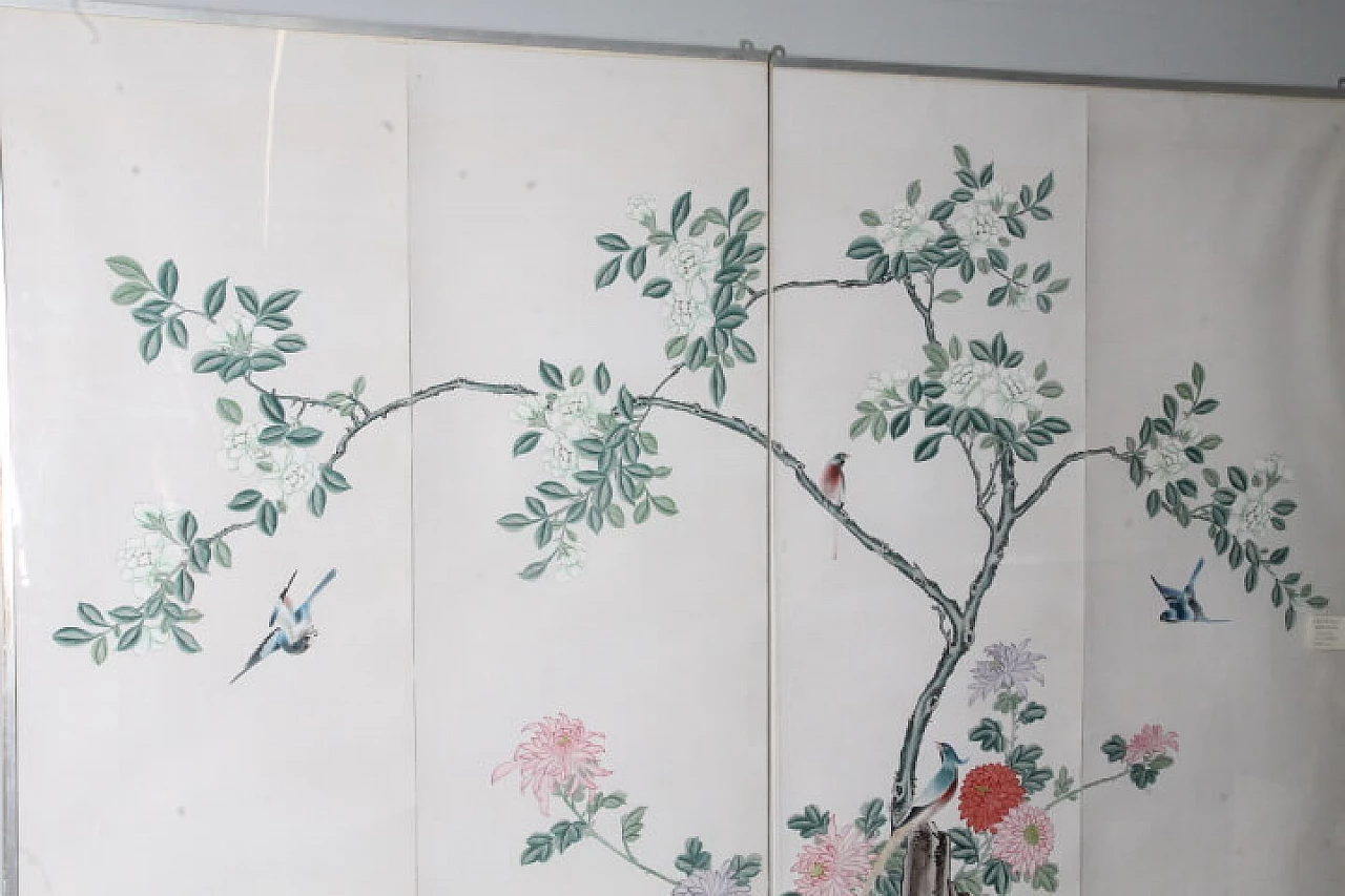 Coppia di pannelli cinesi dipinti ad acquarelli, '800 7