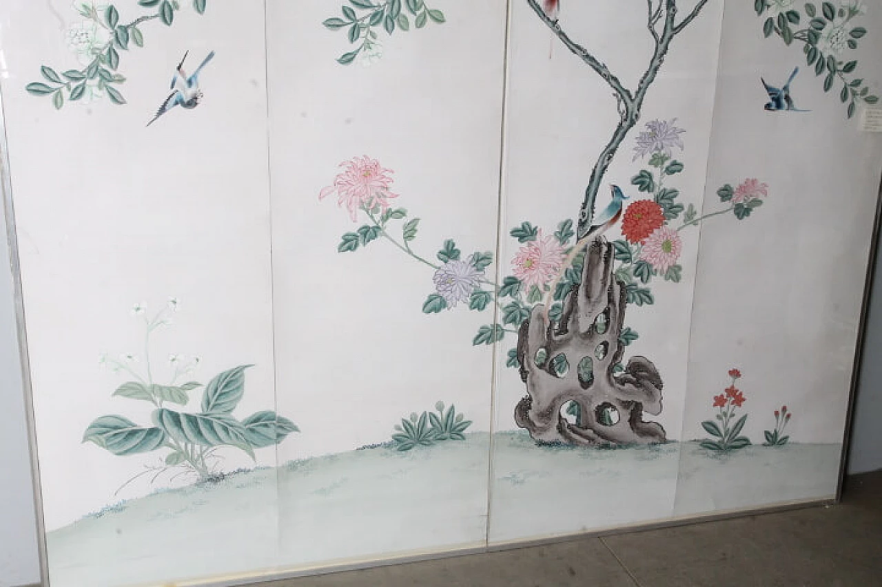 Coppia di pannelli cinesi dipinti ad acquarelli, '800 8