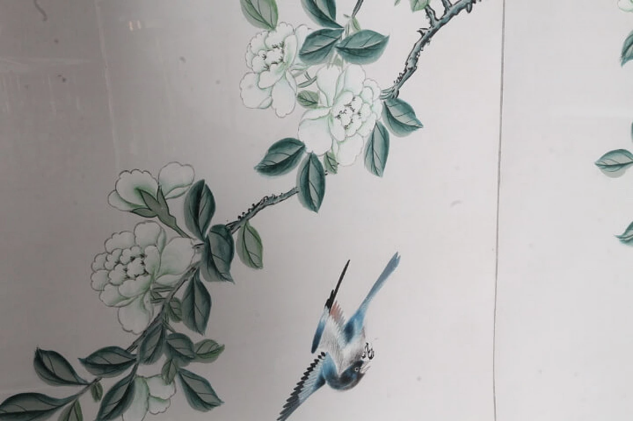 Coppia di pannelli cinesi dipinti ad acquarelli, '800 9