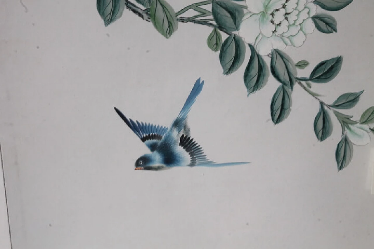 Coppia di pannelli cinesi dipinti ad acquarelli, '800 12