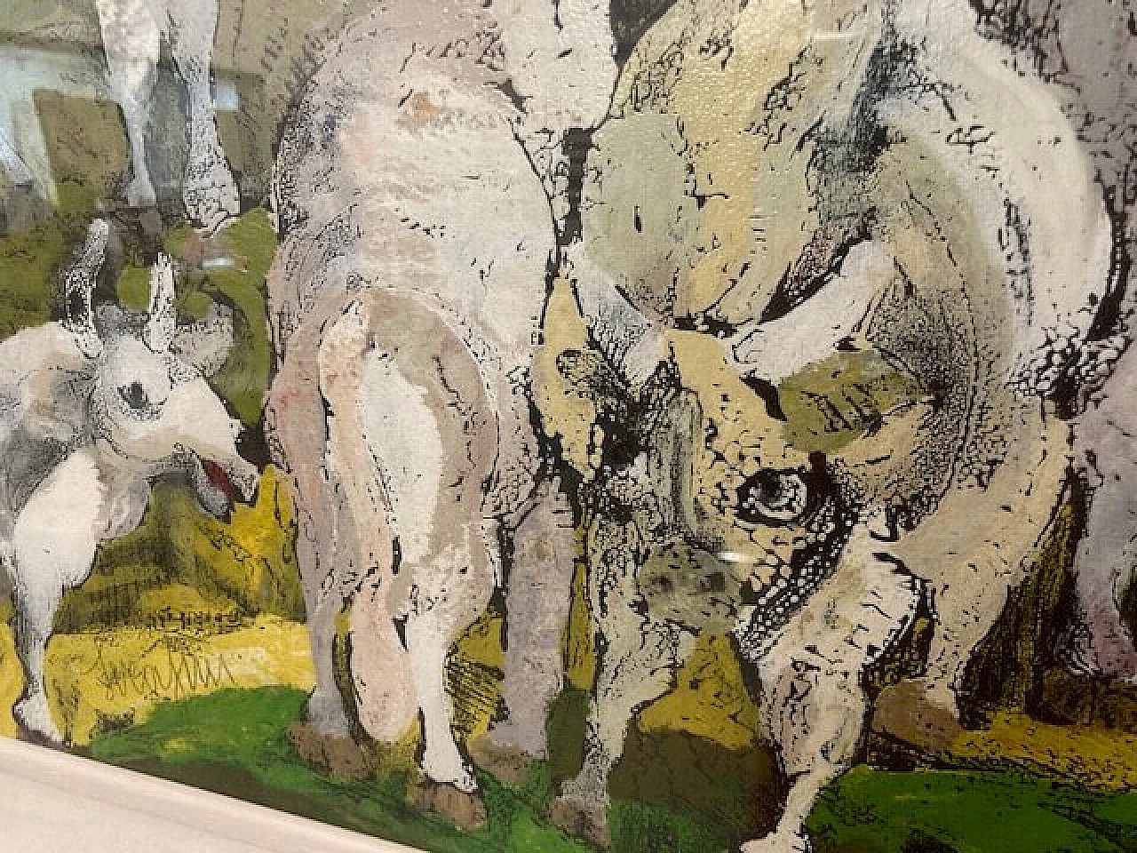 Giuseppe Serafini, Mucche e cavallo al pascolo, olio su faesite, anni 2000 7