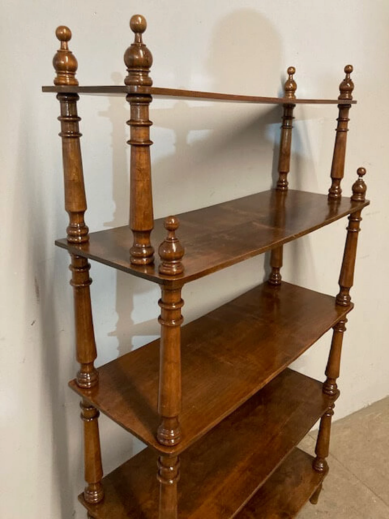 Louis Philippe etagere in solid walnut with columns, mid-19th century 2