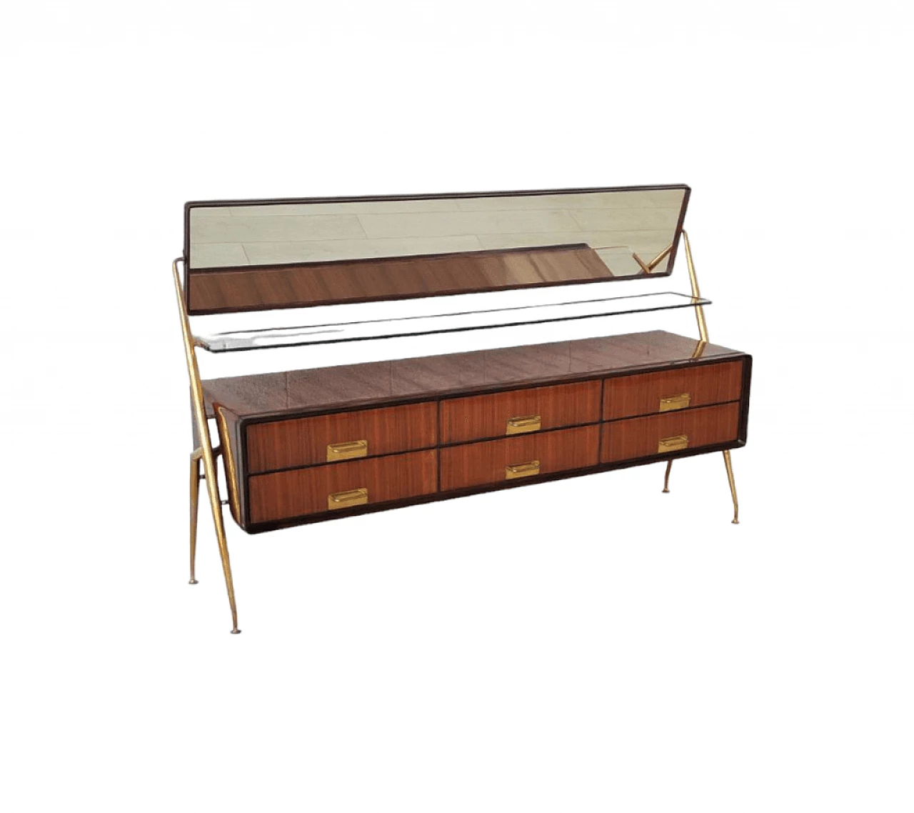 Wood veneered chest of drawers with tilting mirror by Silvio Cavatorta, 1950s 1