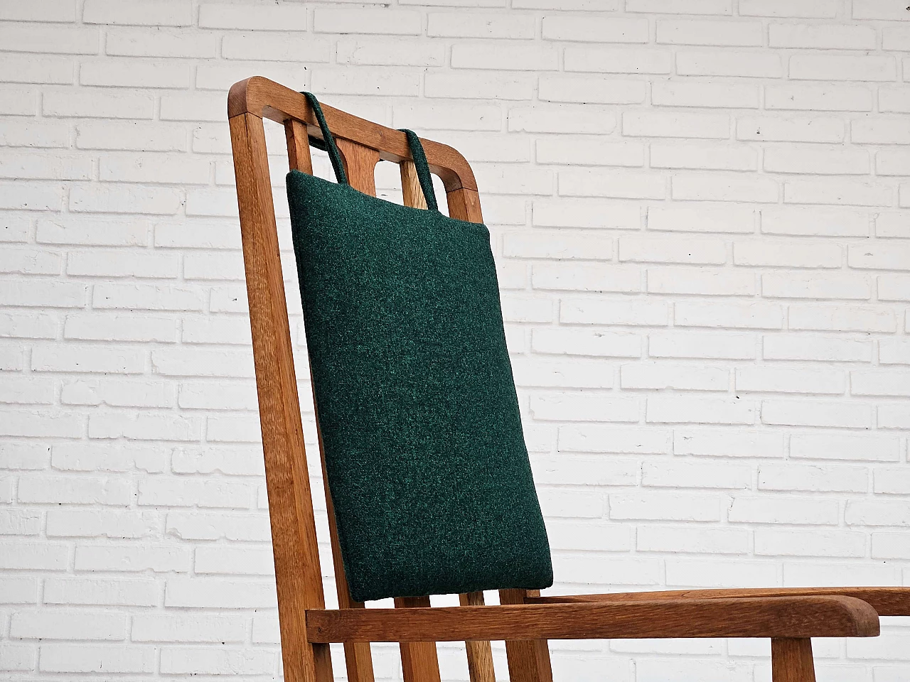 Danish rocking chair with high back in oak and Kvadrat wool, 1960s 3