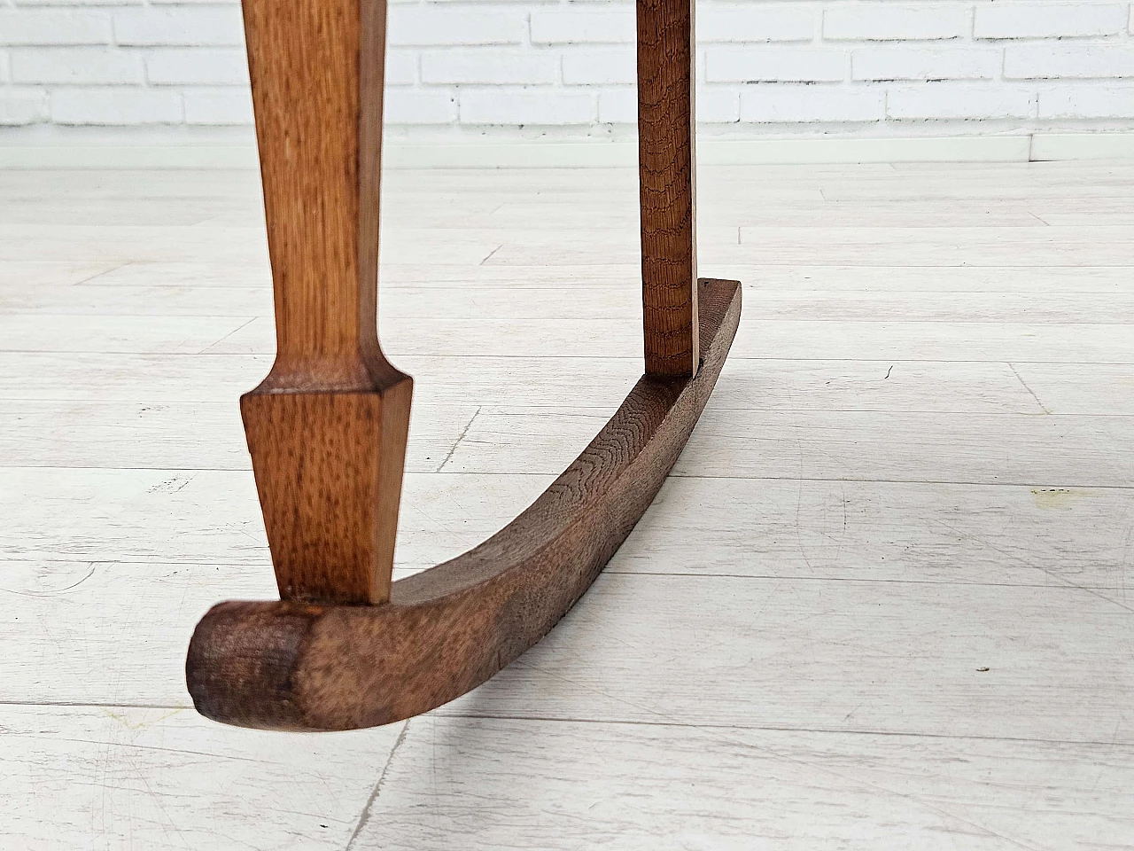 Danish rocking chair with high back in oak and Kvadrat wool, 1960s 6