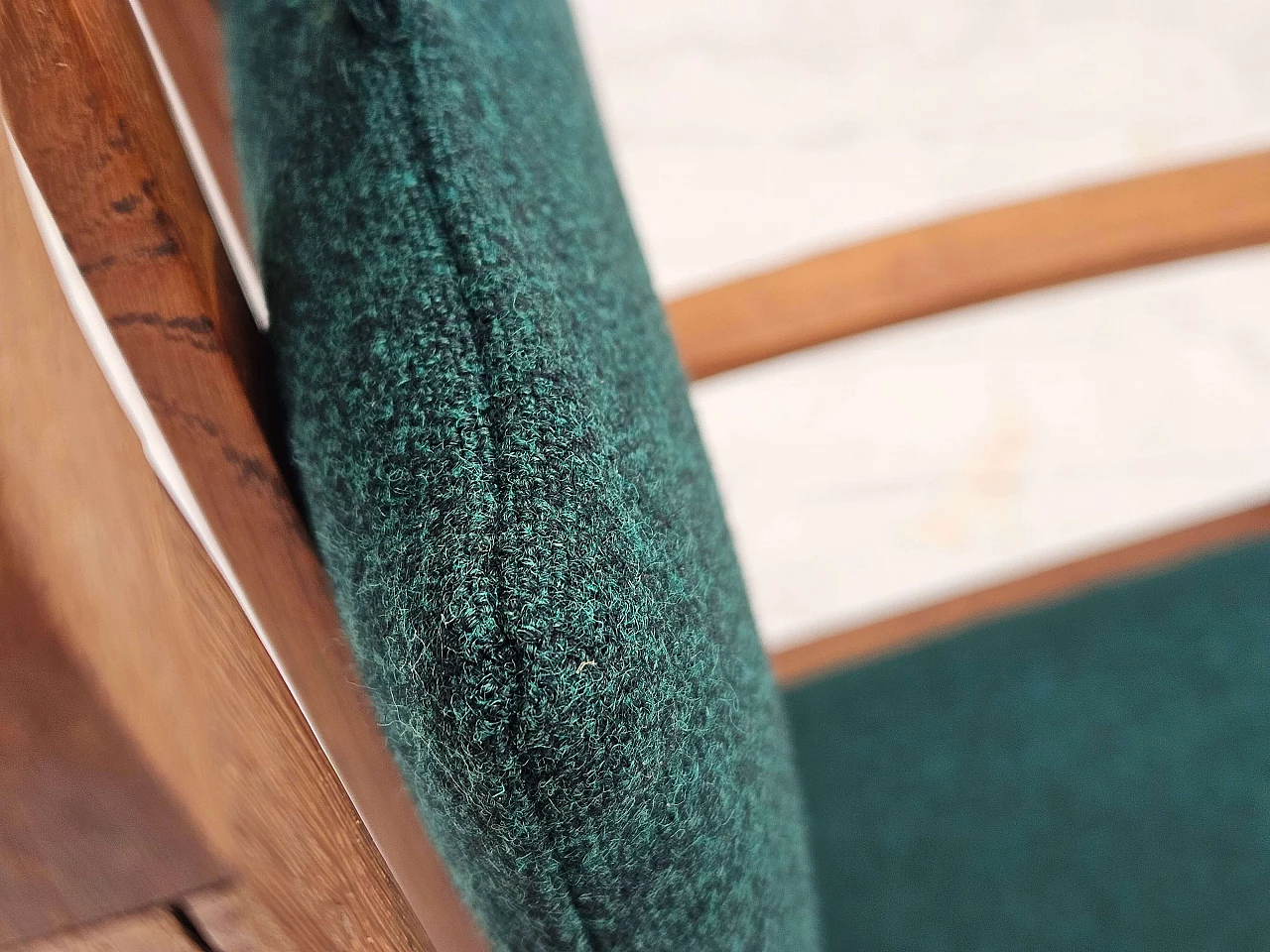 Danish rocking chair with high back in oak and Kvadrat wool, 1960s 7