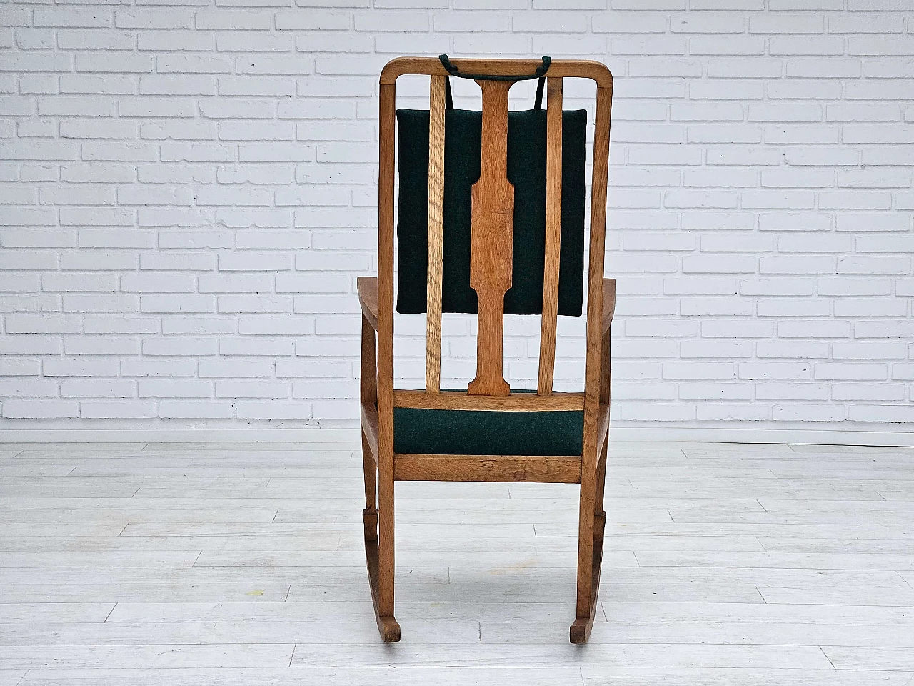 Danish rocking chair with high back in oak and Kvadrat wool, 1960s 10