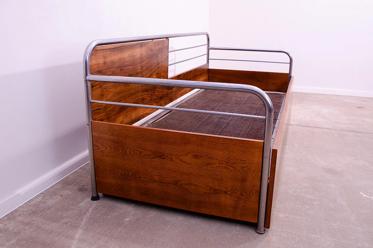 Divano letto Bauhaus in legno e cromo tubolare, anni '30 4