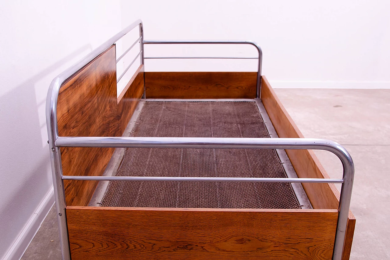Divano letto Bauhaus in legno e cromo tubolare, anni '30 5
