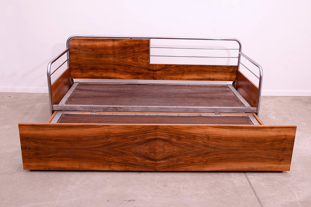 Divano letto Bauhaus in legno e cromo tubolare, anni '30 11