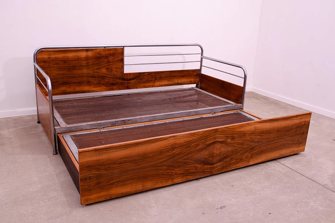 Divano letto Bauhaus in legno e cromo tubolare, anni '30 12