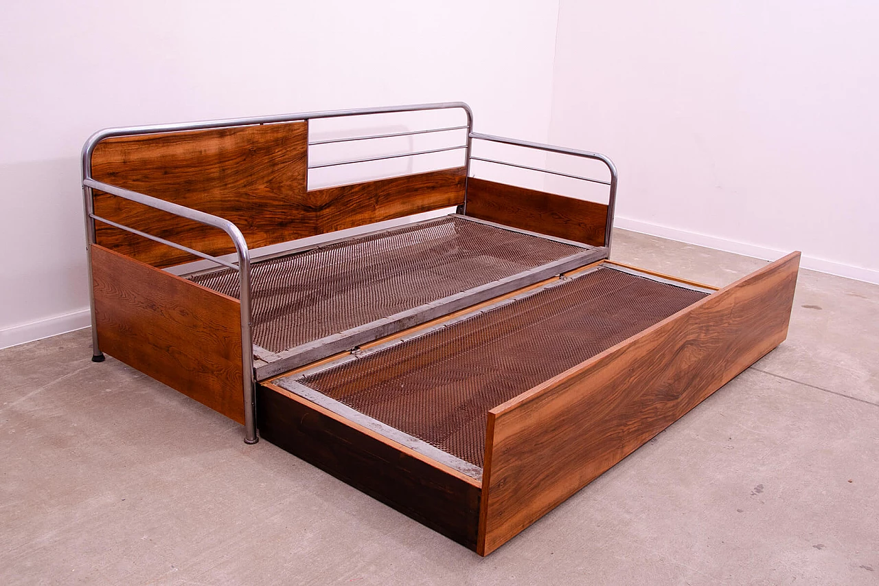 Divano letto Bauhaus in legno e cromo tubolare, anni '30 13