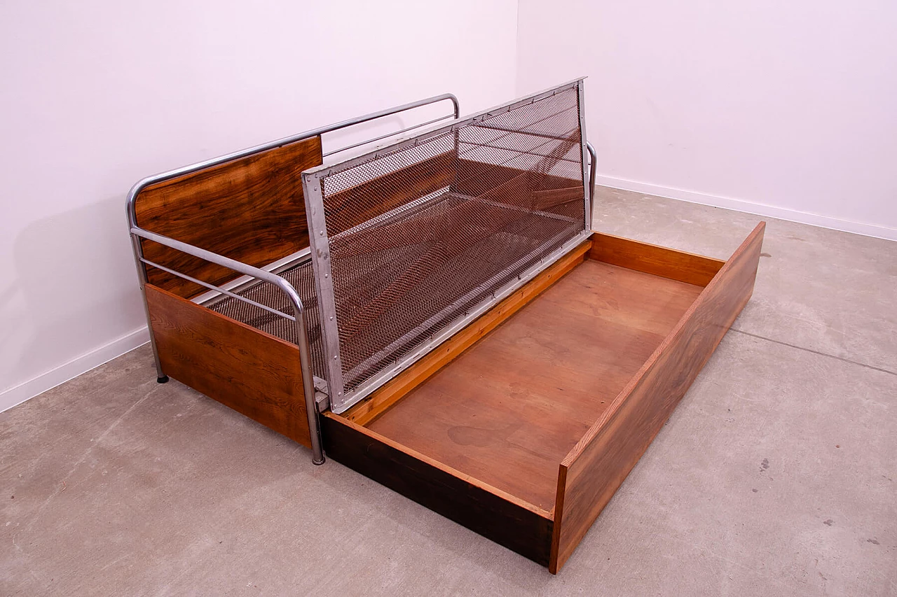 Divano letto Bauhaus in legno e cromo tubolare, anni '30 17