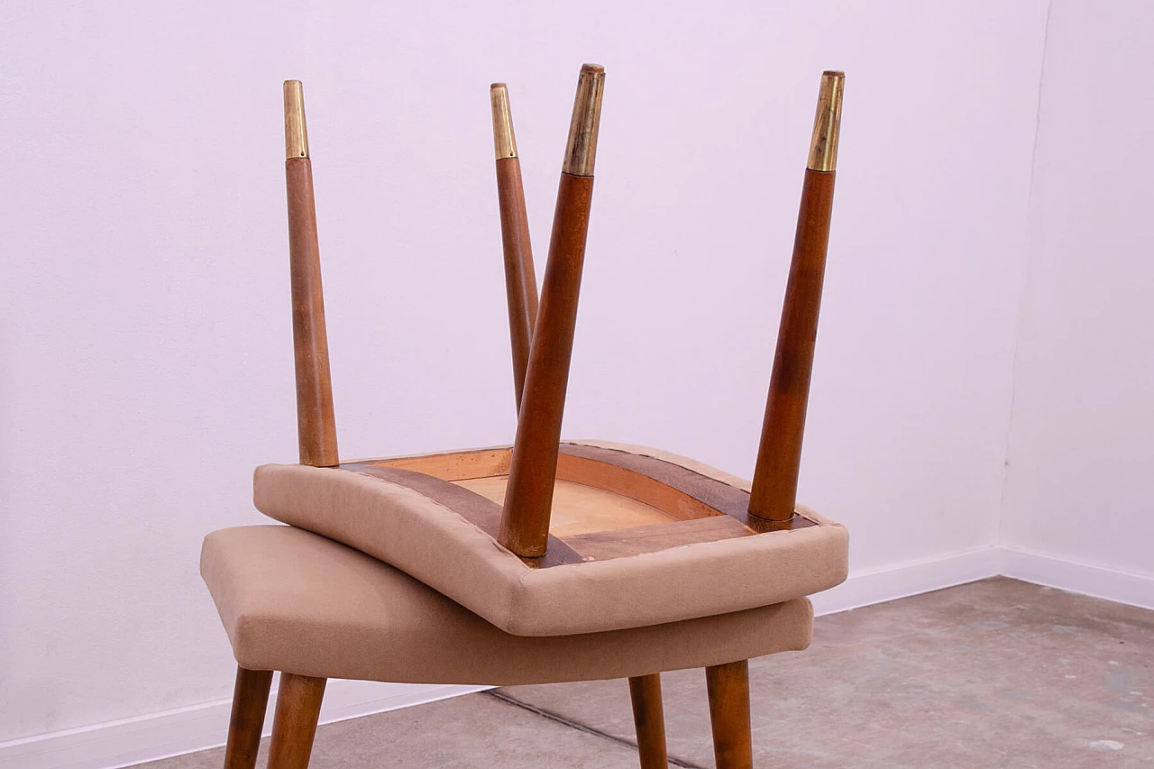 Pair of Scandinavian-style beech and fabric stools by Vyčítal and Sedláček, 1960s 12