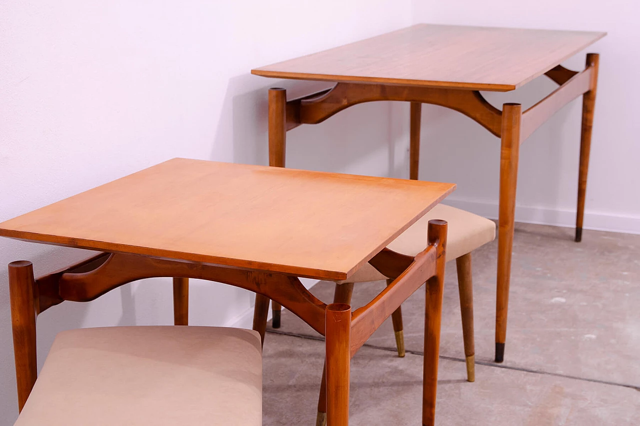 Pair of Scandinavian-style beech and fabric stools by Vyčítal and Sedláček, 1960s 18
