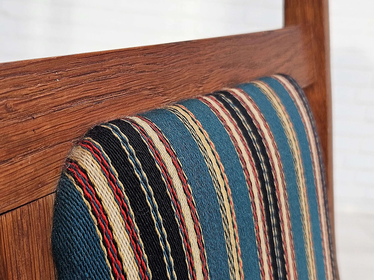 Danish rocking chair with high back in oak and wool, 1950s 13