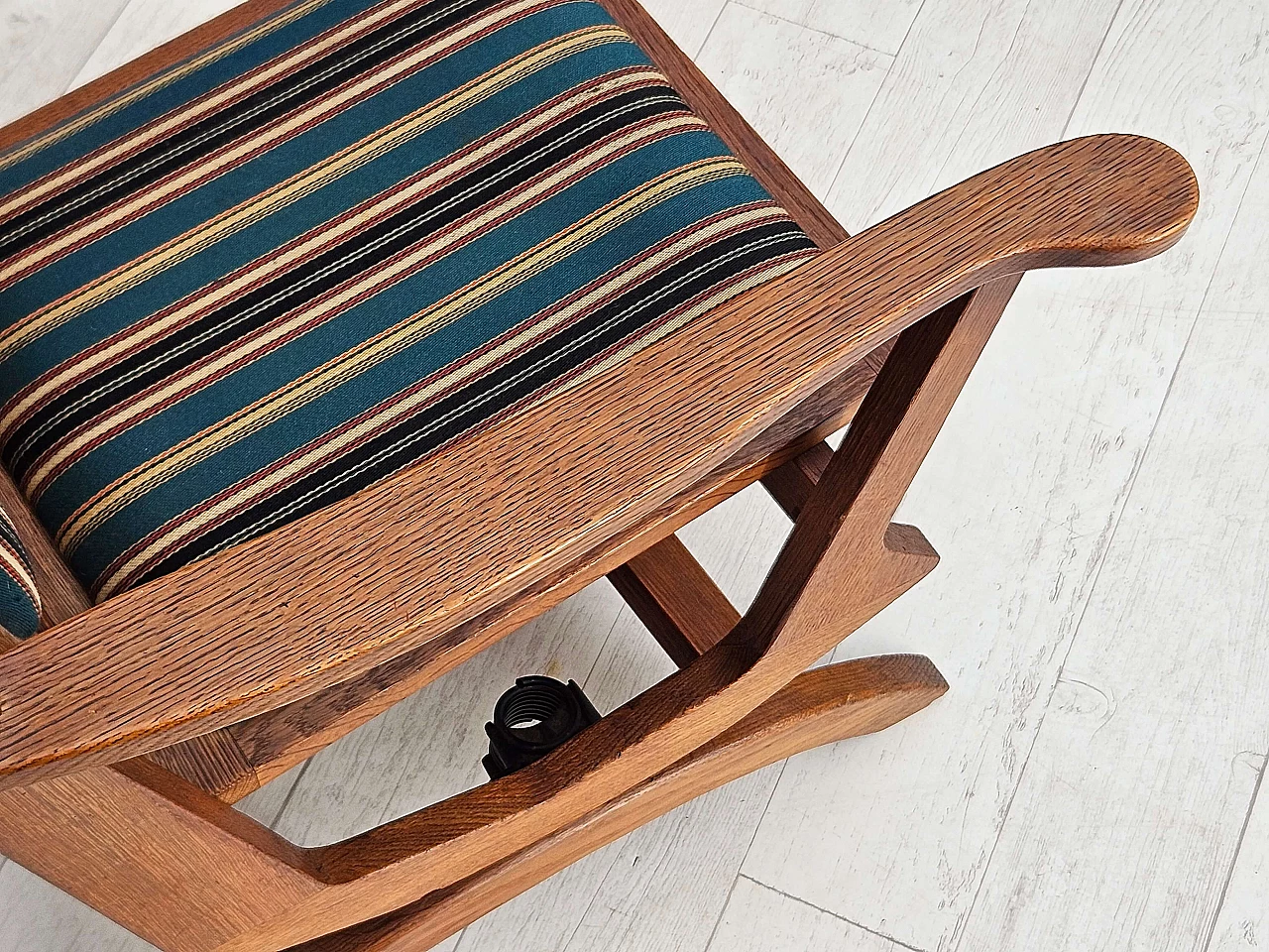 Danish rocking chair with high back in oak and wool, 1950s 14