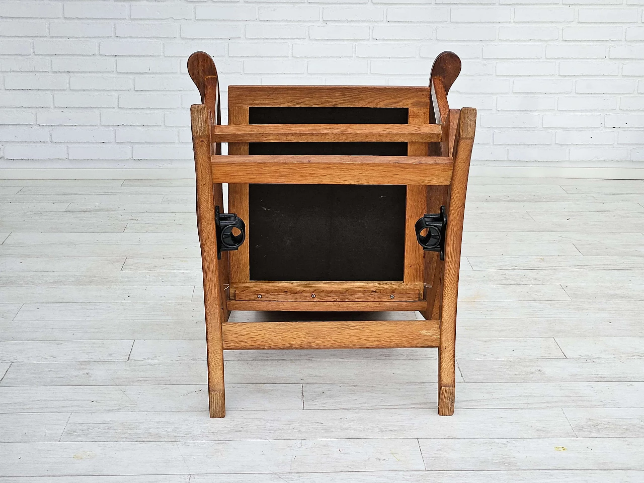 Danish rocking chair with high back in oak and wool, 1950s 18