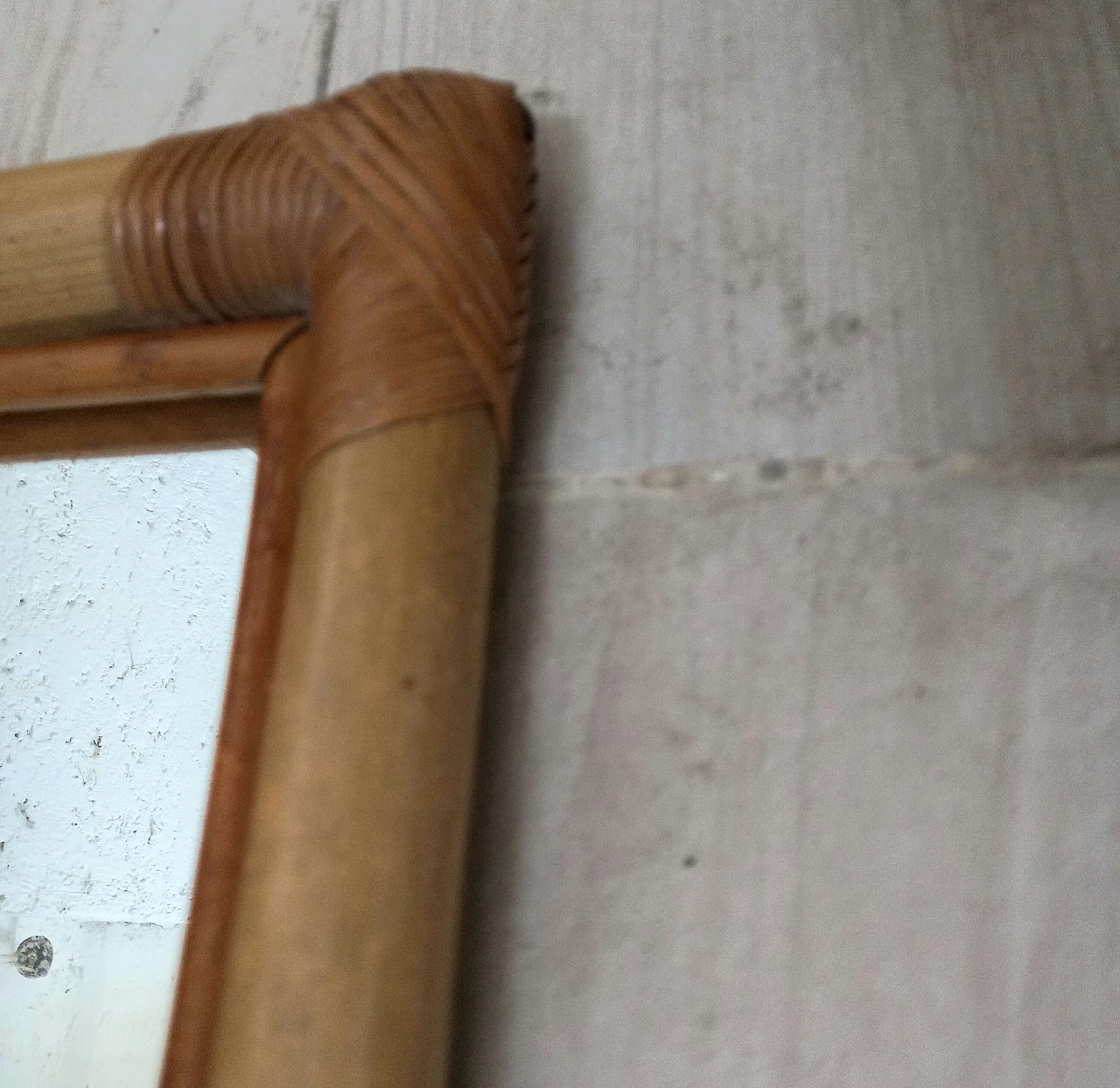 Specchio da parete in midollino, anni '80 3